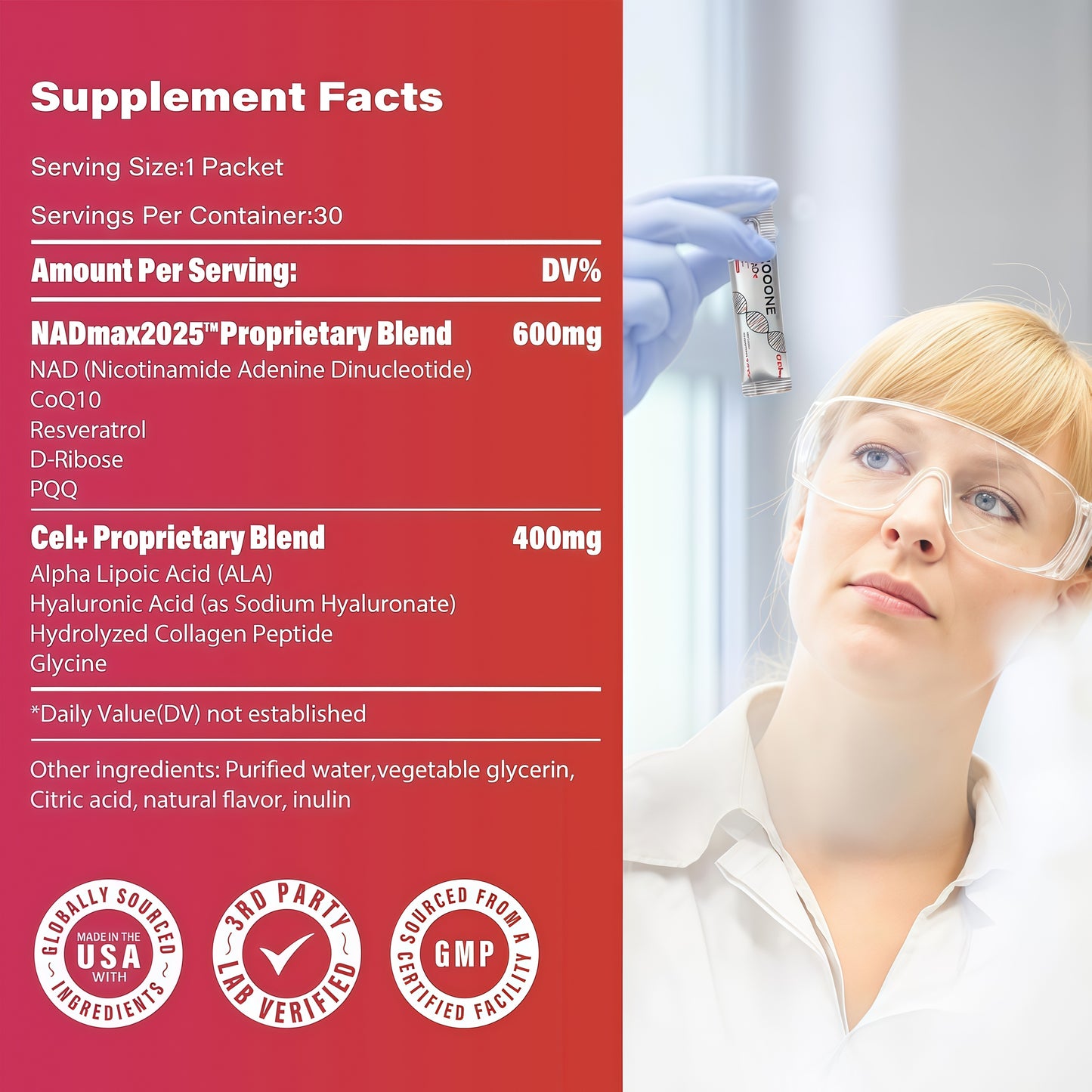 zooone- NAD+ Supplement 30pcs, Premium Nicotinamide Riboside & Resveratrol, DNA Repair & Healthy Aging， Advanced NAD Supplement for Men & Women, Boosts Cellular Energy.