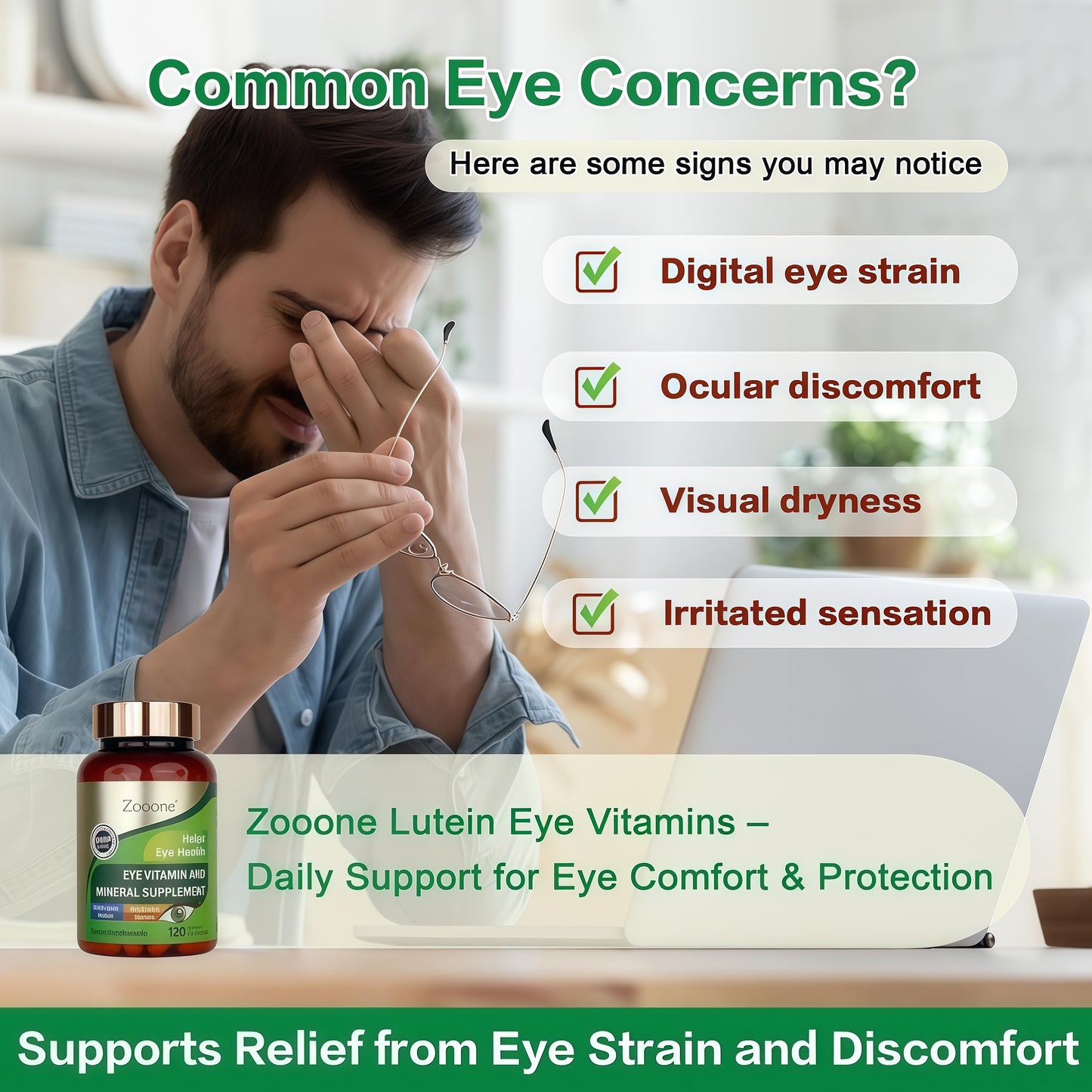 zooone- 120pcs Lutein Eye Vitamins Supplement for Macular Health and Dry Eye, Contains Lutein, Zinc, Vitamins C/E & Zeaxanthin to Support Eye Health