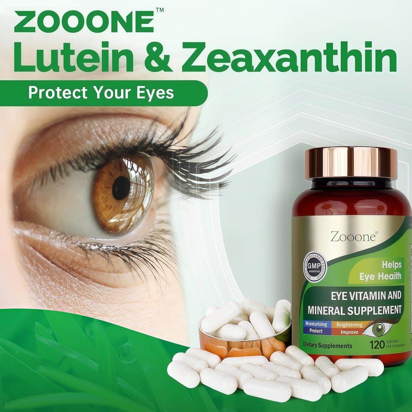 zooone- 120pcs Lutein Eye Vitamins Supplement for Macular Health and Dry Eye, Contains Lutein, Zinc, Vitamins C/E & Zeaxanthin to Support Eye Health
