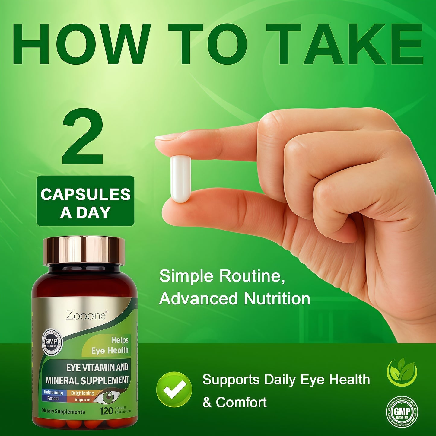 zooone- 120pcs Lutein Eye Vitamins Supplement for Macular Health and Dry Eye, Contains Lutein, Zinc, Vitamins C/E & Zeaxanthin to Support Eye Health